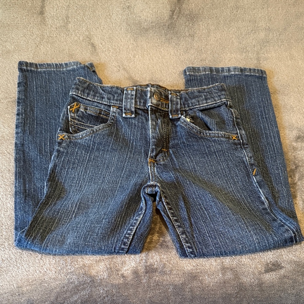 Wrangler Blue Denim Jeans with Orange Stitching